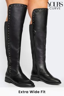Yours Curve Black Extra Wide Fit Extra-Wide Fit PU Over The Knee Stud Boot (K18271) | 82 €