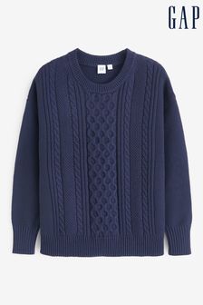 Gap Navy Blue Cable Knit Crew Neck Sweater (K18363) | €53