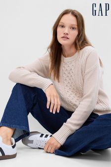 Roza - Gap progasto pleten pulover z okroglim ovratnikom (K18500) | €46