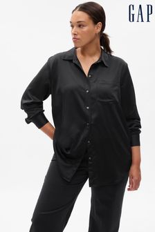 Черный - Атласная рубашка с длинными рукавами Gap (K18533) | €76