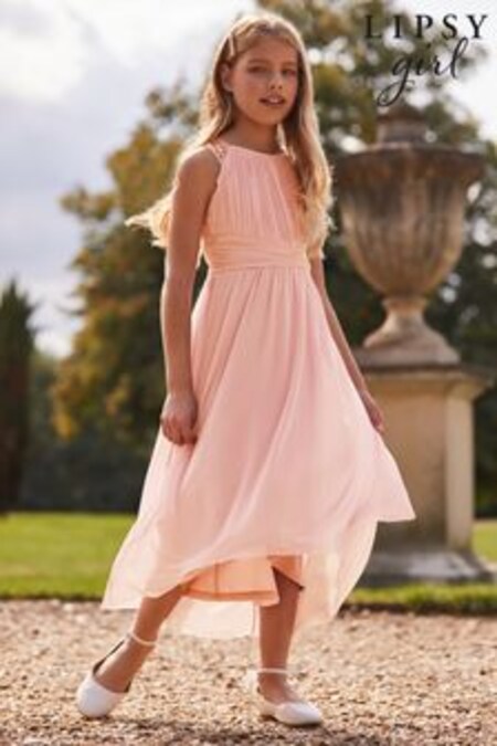 Rose - Robe Grande occasion mi-longue à bretelles ornée de Lipsy (K18717) | €48 - €56