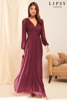 Lipsy Red Empire Long Sleeve Bridesmaid Maxi Dress (K19357) | INR 8,537