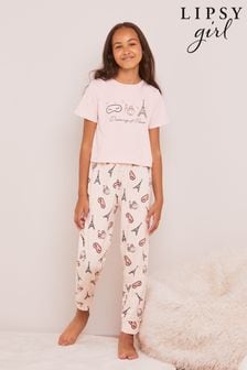 Lipsy Pink And Grey Short Sleeve Long Leg Pyjamas (K19524) | 87 SAR - 124 SAR