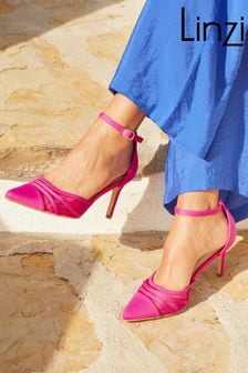 فوشيا وردي - حذاء مفتوح من الأعلى بكعب عالي رفيع بتفاصيل شبكية من الأمام Serri من Linzi (K19791) | 194 د.إ