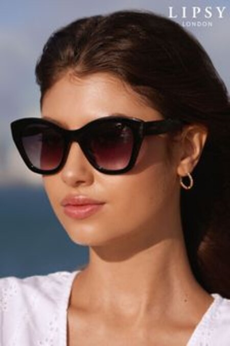 Lipsy Black Cateye Oversized Sunglasses (K19921) | €18