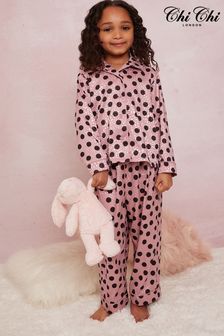 Chi Chi London Pink & Black Spot Print Pyjamas - Girls (K20460) | €37