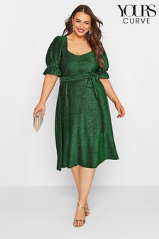 Yours Curve Green London Party Puff Sleeve Dress (K20724) | €38