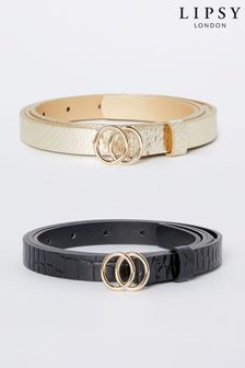 Lipsy Gold Two Pack Double Ring Belt (K20835) | KRW25,400