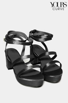 Yours Curve Black Wide FIt Extra-Wide Fit Strappy Platform Sandal (K20892) | 126 zł