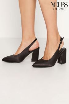 Yours Curve Black Extra Wide Fit Wide Fit Pointed Block Heel Court (K20897) | 99 zł