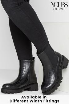 Yours Curve Black Extra Wide Fit Extra-Wide Fit Chunky Chelsea PU Boot (K21054) | €18