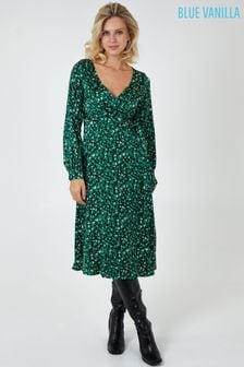 Blue Vanilla Green Draped Waist Wrap Dress (K21093) | 101 zł