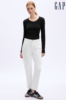 Черный - Gap футболка из вафельного трикотажа с длинными рукавами и круглым вырезом (K21122) | €24