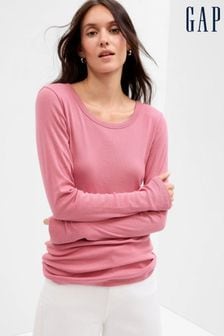 Živo roza - Gap majica z dolgimi rokavi in okroglim ovratnikom Gap Favourite (K21125) | €18