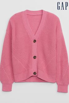 Gap Pink Cropped Shaker-Stitch Cardigan (4-13yrs) (K21177) | €23