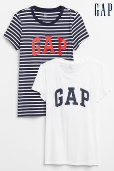 Gap Navy and White Logo Short Sleeve Crew Neck T-Shirt 2-Pack (K21225) | €15