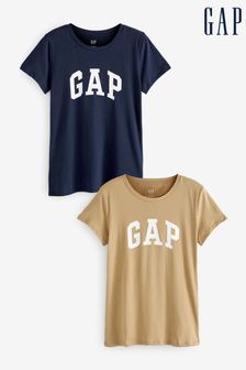 Gap Navy and Beige Logo Short Sleeve Crew Neck T-Shirt 2-Pack (K21226) | €15