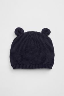 Gap Navy Blue Baby Brannan Bear Ribbed Knit Baby Beanie Hat (K21238) | €9