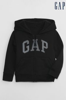 Black - Gap Logo Sherpa Zip Long Sleeve Hoodie (12mths-5yrs) (K21261) | kr550