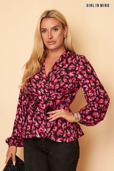 Girl In Mind Pink Long Sleeve Twist Front Blouse (K22128) | €17