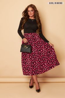 Girl In Mind Pink Leopard Pleated Midi Skirt (K22130) | R686