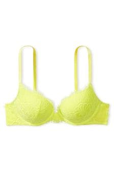 Victoria's Secret Lime Citron Yellow Push Up Lightly Lined Lace Demi Bra (K22234) | €58