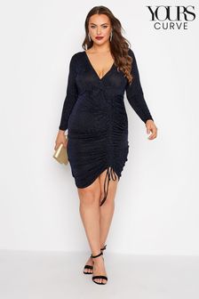 Yours Curve Blue London Party Gathered Wrap Dress (K22546) | €29