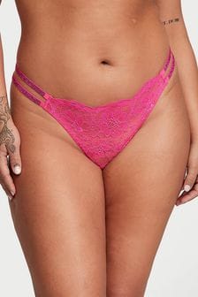 Victoria's Secret Forever Pink Lace Thong Double Shine Strap Knickers (K22554) | €11.50
