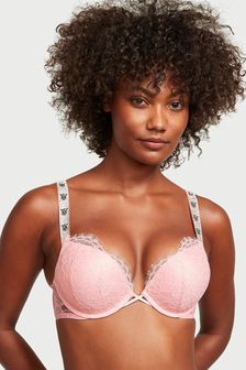 Victoria's Secret Pretty Blossom Pink Lace Monogram Shine Strap Add 2 Cups Push Up Bombshell Bra (K22624) | €67