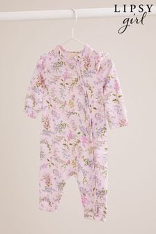 Lipsy Pink Floral Baby Sleepsuit (K22646) | Kč530 - Kč605