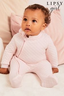 Lipsy Pink Baby Quilted Sleepsuit (K22655) | €28 - €30