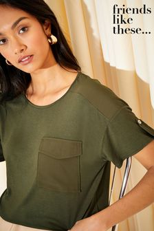 Friends Like These Khaki Green Short Sleeve Jersey Soft Utility T-Shirt (K22669) | €9