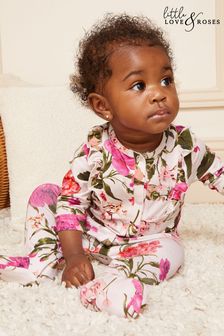 Love & Roses Cream Floral Baby Printed Ruffle Sleepsuit (K22697) | €17.50 - €20