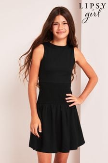 Lipsy Black Teen Shirred Waist Dress (9-16yrs) (K22744) | €22 - €26