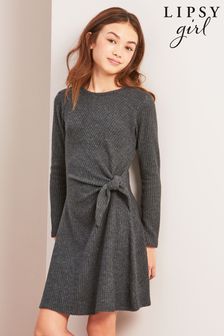 Lipsy Grey Cosy Tie Side Dress (K22814) | $49 - $65