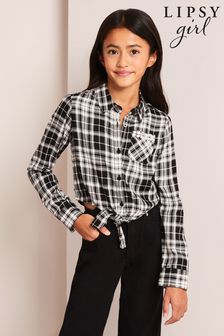 Lipsy Black/White Check Tie Front Shirt (K22837) | ￥3,470 - ￥4,510