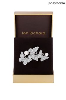 Jon Richard Cristal Pave Triple Fluture și Perle Broșă - Cutie cadou (K22935) | 200 LEI