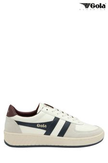 Gola White Grandslam Classic Leather Lace-Up Trainers (K23045) | $201