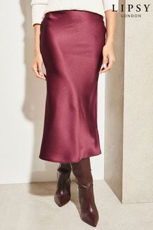 Ягодно-красный - Атласная юбка миди Lipsy (K23309) | €18