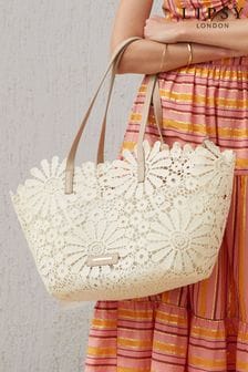 Lipsy Cream Floral Lace Shopper Shoulder Bag (K23516) | CHF 53