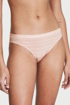 Purest Pink Clean Stripe Pink Printed - Victoria's Secret Seamless Bikini Knickers (K23614) | kr160