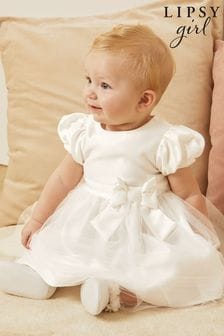 Lipsy Ivory Baby Puff Sleeve Occasion Dress (K24154) | OMR21 - OMR22