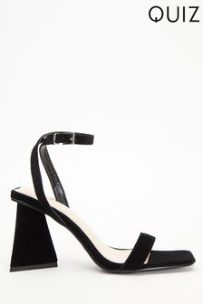 Quiz Black Velvet Heeled Sandals (K24174) | €22
