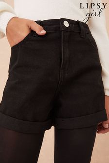 Lipsy Black Denim Mom Shorts (K24276) | ￥2,600 - ￥3,990