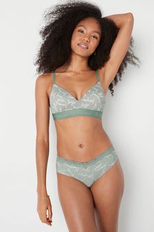 Victoria's Secret PINK Iceberg Green Logo Print Non Wired Lightly Lined Smooth T-Shirt Bra (K24499) | €40