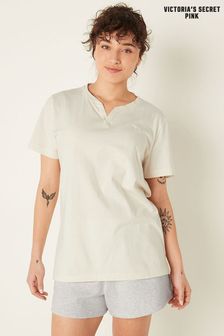Victoria's Secret PINK Cream V Neck Short Sleeve T-Shirt (K24506) | €39