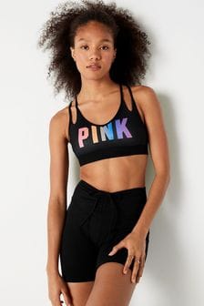 Pure Black Rainbow - Victoria's Secret Pink Ultimate Strappy Back Lightly Lined Sports Bra (K24577) | 35 €