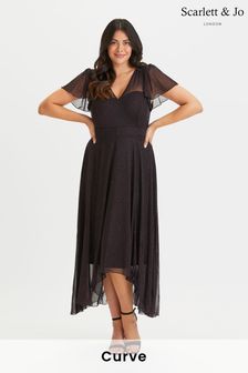 Scarlett & Jo Pink & Black Curve Isabelle  Angel Sleeve Maxi Dress (K24602) | €47