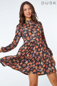 Dusk Orange Multi High Neck Paisley Print Swing Dress (K24623) | 51 €