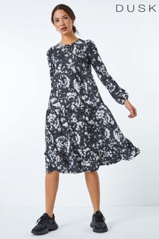 Dusk Black & Grey Tie Dye Midi Dress (K24626) | €22.50